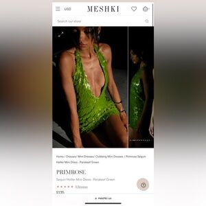 PRIMROSE
Sequin Halter Mini Dress - Parakeet Green size large